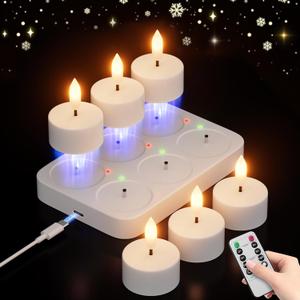Rechargeable Flameless Tea Lights Candles with Charging Station 6Pcs Battery Tea Lights Candles with Remote & Timer LED Tealight Flickering Realistic for Home Christmas Wedding Decor - White Rechargeable Flameless Tea Lights Candles with Charging Station 6Pcs Battery Tea Lights Candles with Remote & Timer LED Tealight Flickering Realistic for Home Christmas Wedding Decor - White