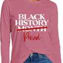 Womens Black History Month Shirts Africa American Tshirts Black Pride Long Sleeves (Pink,XL)