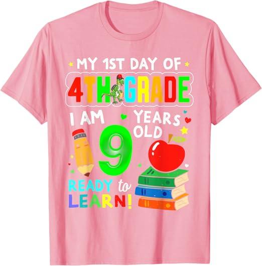 My 1st Day of 4th Grade Girls Boys First Day of Fourth Grade T-Shirt Small