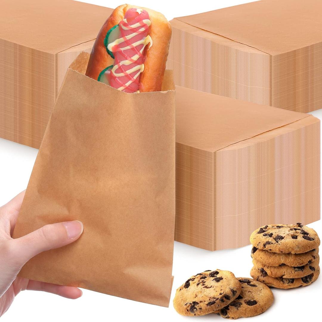 Lallisa 1000 Pcs 5 x 7 Inch Glassine Bags Wax Paper Treat Bags Cookie Sleeves Wax Paper Sandwich pouches for Thanksgiving Day Party Donut Treat Food Candy Bread Pastry Packaging(Brown)
