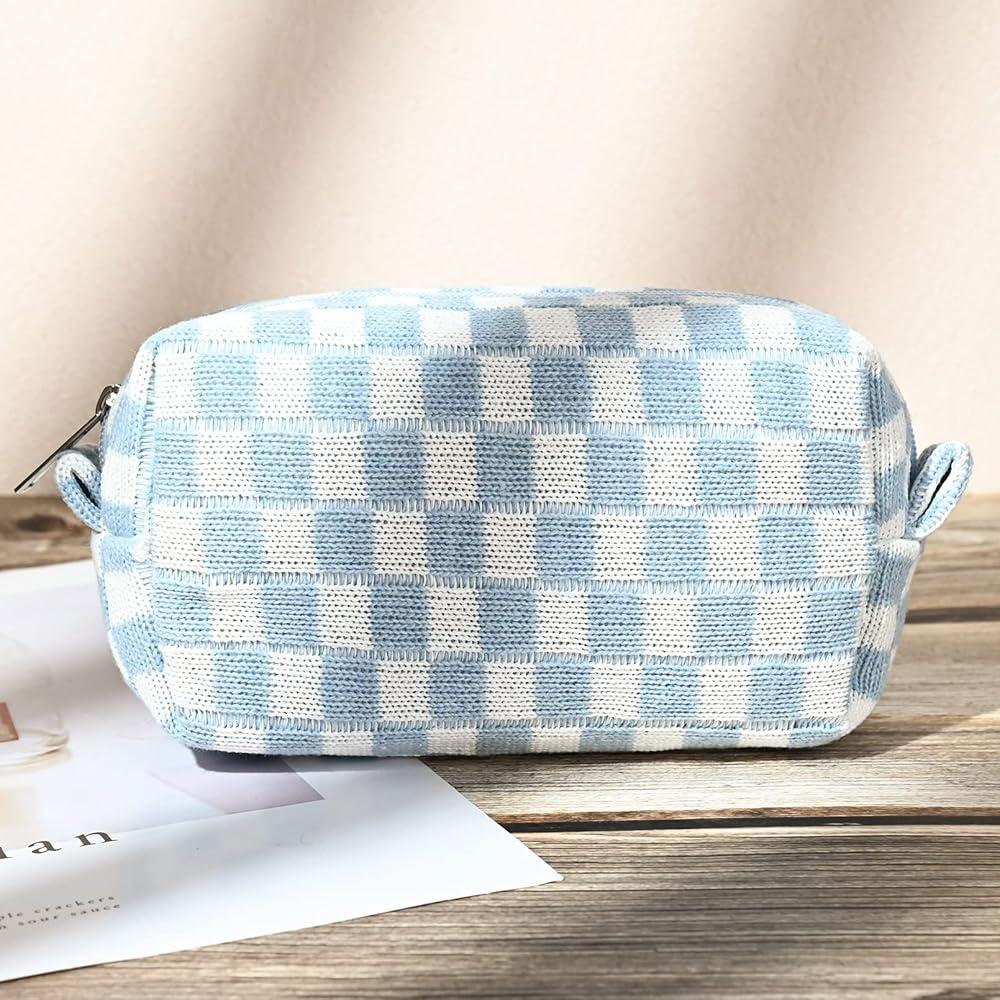 Blue And White Checker Bag Makeup