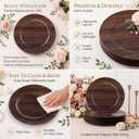 Mifoci 6 Pcs Faux Wood Charger Plates 13 Inch Round Rustic,Dark Brown, about 13 x 13 inches/ 33 x 33 cm