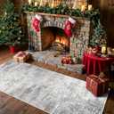 Washable Abstract 2x6 Kitchen Rug: Non-Slip Sink Stove Floor Mat Water-Resistant Entryway Bathroom Carpet Soft Dining Room Bedroom Runner for Family with Elderly Dogs Modern Home Decor(2x6 Light/Grey)