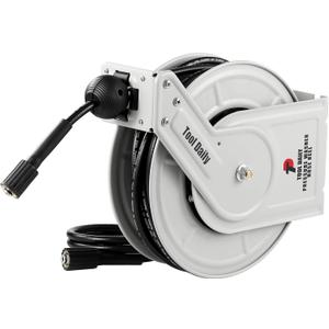 Tool Daily Retractable Pressure Washer Hose Reel 60 FT x 1/4, Heavy Duty Power Washer Hose Reel 3600 PSI, Auto-Rewinding, Wall/Floor Mounted