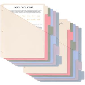 H4D 6-Tab Dividers for 3 Ring Binder, Plastic Dividers with Two Pockets, Letter Size, Pastel Colors, 2 Set