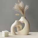 Modern Beige Ceramic Vase Set of 2 for Living Room Bedroom 8.27'' and 6.69'' Cream Minimalist Unique Creative Heart Shape Flower Vases for Home Decor Office Centerpieces Gift for Fake Plant