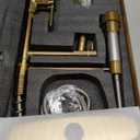 Gold Kitchen FaucetKitchen Faucet with Pull Down Sprayer, Serimer Commercial Spring StyleSingle Handle 360 Rotatable Faucet with Deck Plate for Camper Farmhouse RV Bar