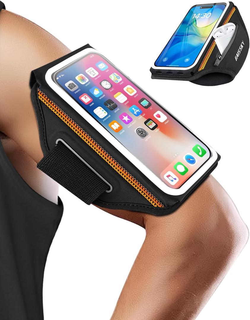 Running Phone Armband with Earphone Holder - 3D Design Cell Phones Armband for iPhone 17/16/15/13 Pro/Plus & S24/S20, Water Resistant Sports Holder with Key Slot - Ideal for 6.9" Phones (Black (Up to 6.9'')) Running Phone Armband with Earphone Holder - 3D Design Cell Phones Armband for iPhone 17/16/15/13 Pro/Plus & S24/S20, Water Resistant Sports Holder with Key Slot - Ideal for 6.9" Phones (Black (Up to 6.9''))