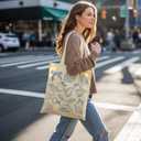 Aesthetic Canvas Tote Bag for Women with Inner Pocket  Cotton Cloth Totes Bag with Pattern (Beach)