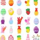 24 Pcs Easter Mochi Squishies Toys,Mini Chick Bunny Mochi Squeeze Easter Toys for Kids Party Favor,Cute Stress Relief Easter Egg Filler Basket Stuffer Gifts