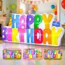 8FT Inflatable Happy Birthday Banner Decorations Blow up Outdoor Yard Decor, Built-in LED Lights for Holiday Party Garden Lawn Indoor Home Celebration
