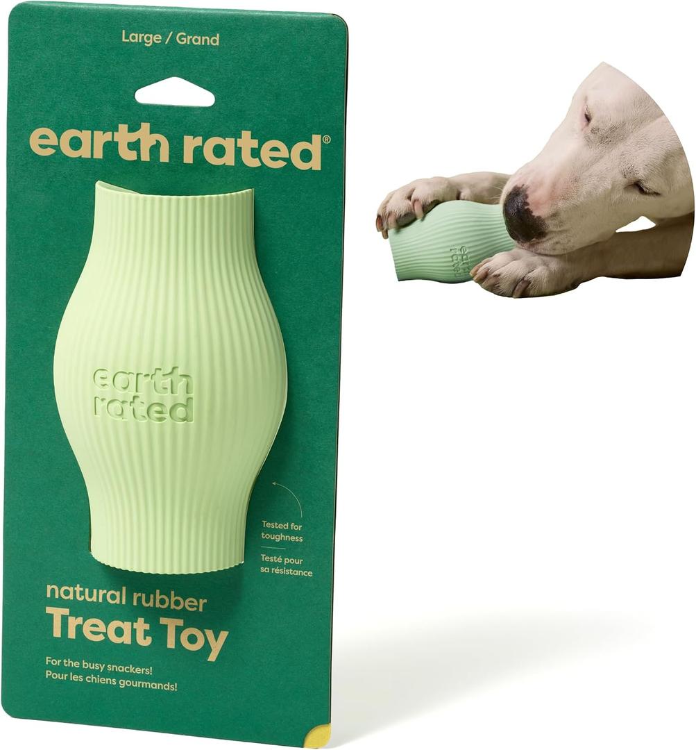 Earth Rated Treat Dispensing Dog Toys, Enrichment Toy for Adult and Puppy Dogs, Slow Feeder, Dishwasher and Freezer-Safe, Natural Rubber, Large, Green