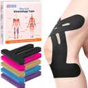 Precut Kinesiology Tape for Knees, 10 Pcs - Knee Support & Stability, Knee Pain Relief Athletic Tape - Waterproof & Elastic, Breathable Hypoallergenic Latex-Free Tape, Black