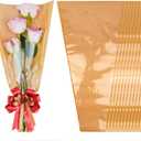 SELANTAG 50 Pack Flower Bags for Bouquets, Kraft Floral Wrapping Paper, Sleeves Perfect for Mother's Day, Wedding (9.8in x 18in x 3.9in)