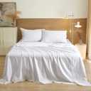 PHF 100% Garment Washed Cotton Sheets Set King Size, Ultra Soft Bedding Set, 4 PCS Breathable Moisture-Wicking Durable, Deep Pocket Bed Sheet Up to 16", White