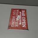 VSIIKO Bar Open and Cheers Funny Metal Tin Sign Home Bar Signs for Man Cave Coffee Small Vintage Wall Decor for Men 8x12 Inch2pcs