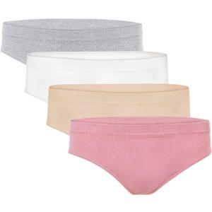 Fruit of the Loom Girls' Stretch Seamless Bikini Briefs, Lilas/Sand/Grey Heather/White, X-Large