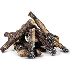 Hisencn Gas Fireplace Logs, 10 Piece Ceramic Wood Log Set for Indoor Outdoor Fireplaces, Vented, Propane, Gas Inserts, Vent-Free, Gel, Ethanol, Electric, Fire Pits Decoration(Large)