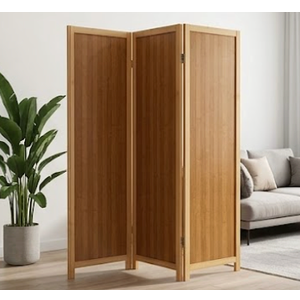 8 Panel Room Divider - Folding Privacy Screen for Room Separation, Natural Brown Freestanding Partition Wall for Home Office 38x11,