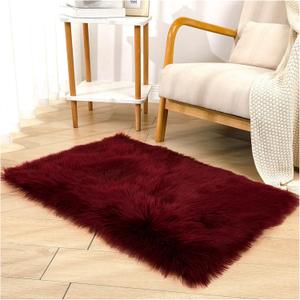 Faux Sheepskin Fur Fuzzy Furry Rug, 2x3 Ft Rectangle Small Burgundy Furry Rugs, Bedside Fluffy Area Rug Fur Rugs for Bedroom, Living Room, Dorm Room, Photography Faux Sheepskin Fur Fuzzy Furry Rug, 2x3 Ft Rectangle Small Burgundy Furry Rugs, Bedside Fluffy Area Rug Fur Rugs for Bedroom, Living Room, Dorm Room, Photography