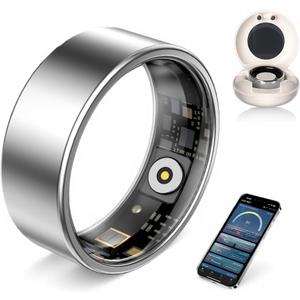 AI Smart Ring for Women Men - Sleep Tracker Ring with Heart Rate, Blood Oxygen, 10ATM Waterproof Fitness Ring, Step Counter & GPS Activity Fitness Tracker,7-Day Battery for iOS/Android (Silver, 8)
