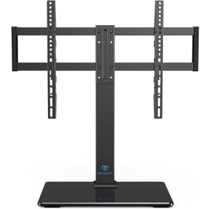 PERLESMITH Universal Swivel TV Stand for 37-77 inch TVs, Table Top TV Stand Base up to 99 lbs, 4 Height Adjustable Universal TV Legs with Tempered Glass Base, Max VESA 600x400mm, PSTVS02-N1