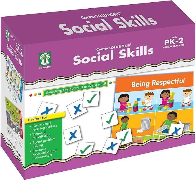 Key Education Social Skills Boxed Game Set, 15 Board Games With Social Emotional Learning Activities, File Folder Social Skills Learning Games for Autism, Preschool, Kindergarten, 1st and 2nd Grade