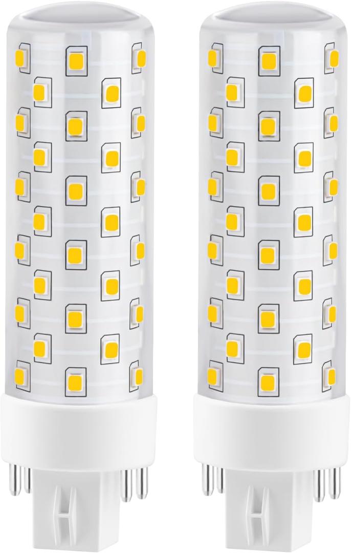 GX24Q LED Bulbs, 4100K Neutral White, 4-Pin Base CFL Light Bulb Replacement for 13W 18W 26W Compact Fluorescent Bulb in Bathroom Vent Fan, Kitchen Hood 10W 2-Pack (Ballast Removed Required)