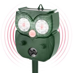 Solar Animal Repellent Outdoor, Ultrasonic Deer Repeller, Raccoon, Squirrel Deterrent Device, Waterproof Motion Detection, Rodent Against Rabbit, Skunk for Garden, Lawn, Farm Use - 2pc