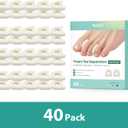 Welnove Foam Toe Separators - 40 Pack Toe Spacers for Corn, Blister, and Hammer Toe Relief - Breathable, Adhesive Options for Pain from Bunions, and Toe Overlap, Toe Spacers for Men (Regular (40 pcs))