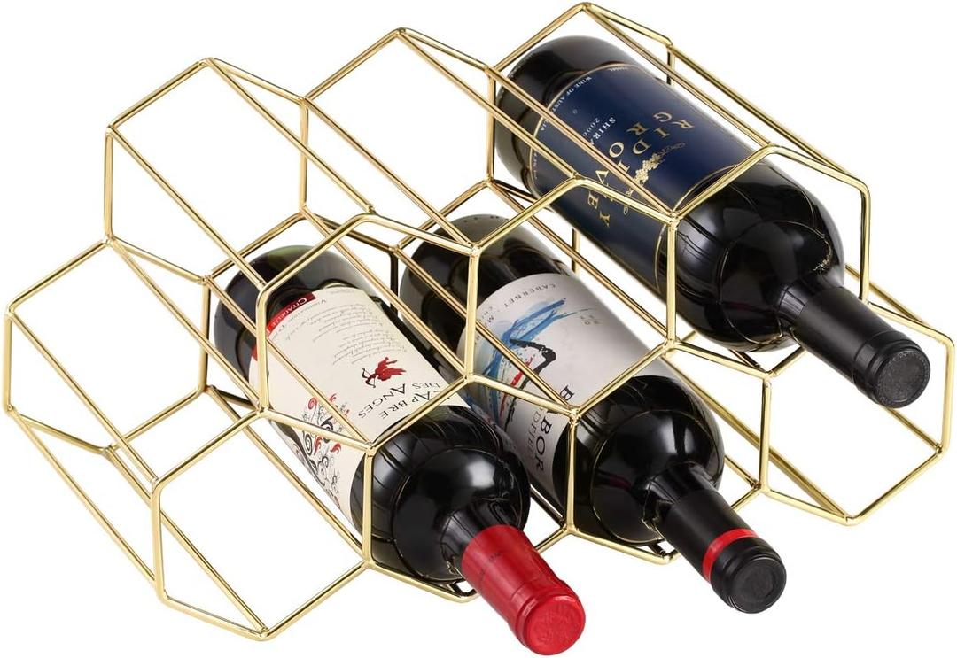 Buruis 9-Bottle Countertop Bottle Rack, Honeycomb Standing Metal BottleHolder, Organizer, Red & White Wines Rack, Home Kitchen Bar Essentials (Gold) Buruis 9-Bottle Countertop Bottle Rack, Honeycomb Standing Metal BottleHolder, Organizer, Red & White Wines Rack, Home Kitchen Bar Essentials (Gold)