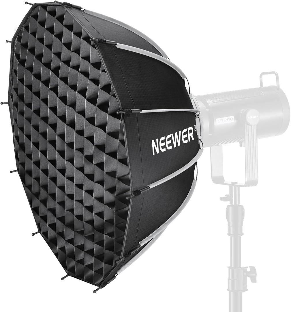 NEEWER 65 cm Bowens Mount Parabolic Softbox Dodecagon, Quick Release Soft Box with Diffusers/Grid/Bag for Video Light Strobe CB60 CB200B MS60C MS150B S101 Vision 4 Q4 Compatible with Godox, NS6P