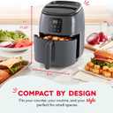 Dash Tasti-Crisp Digital Air Fryer 2.6 Quart Small Compact Mini Air Fryer for French Fries, Nuggets & More, 1-2 People, Auto Shut Off, Adjustable Temp, Dishwasher Safe Parts - Grey