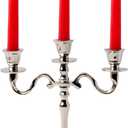 3 Arm Baby Candelabra Silver Glossy 8 Inch Taper Candle Holders Gothic Decorations Candlesticks Holder Home Decor Wedding Parties Centerpiece for Dining Table