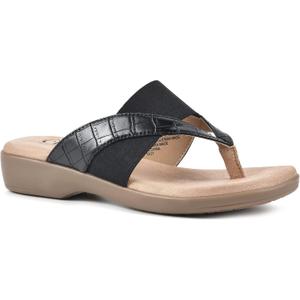 CLIFFS BY WHITE MOUNTAIN Bumble Women's Thong Sandal (6, Black/Croco/Smooth)
