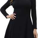 Aphratti Women's Long Sleeve Fall Dresses 2025 Casual Peter Pan Collar A Line Fit and Flare Skater Goth Dress (Small, Black02)