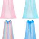 Jecery 4 Pieces Princess Cape Cloaks Kids Fairy Tulle Cape Princess Costume for Girls Cosplay Birthday Party Dressing Up