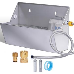 Automatic Water Dispenser for Dog,2.1 Gallon Dog Water Bowl Dispenser for Outdoor,304 Stainless Steel Automatic Pet Waterer for Cat Chicken Livestock (Drainage Hole)
