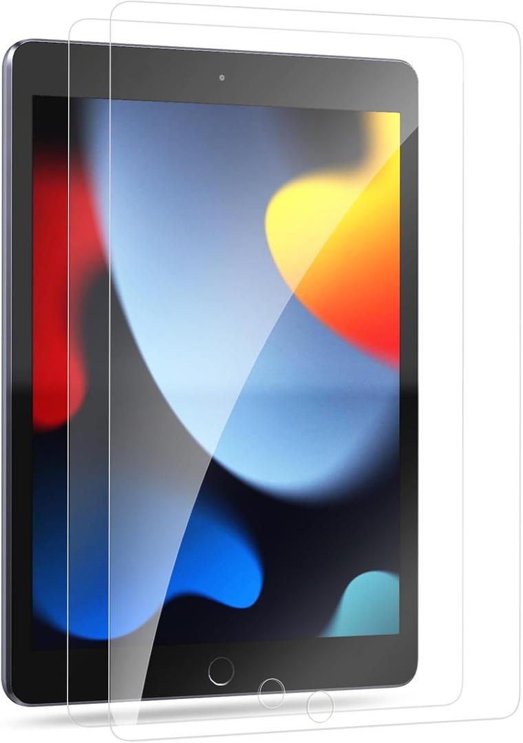 Screen Protector for iPad 9th 8th 7th Generation 10.2 Inch Tempered Glass Film, (2021/2020/2019 Model), 9H Hardness, Anti-Scratch [2 Pack]