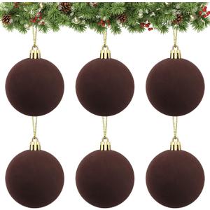 2 x Velvet Ball Ornaments Christmas Balls Brown 6 PCS 2.36-Inch Xmas Tree Ball Ornaments for Party Christmas Tree Decor Baby Shower First Xmas Decorations