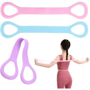 3pc Figure 8 Resistance Band, Arm Back Shoulder Exercise Bands, Elastic Rope Stretch Fitness Band, 8 Shaped Stretch Band for Chest Expander, Yoga Gym Fitness Pulling Rope