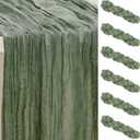 6 Pack Sage Green Cheesecloth Table Runner 35x120 Inch 10Ft Rustic Gauze Cheese Cloth Table Runner Sheer Cheesecloth Table Runners for Wedding Party Bridal Shower Decoration