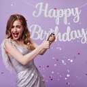 Birthday-Banner Happy Birthday Party Banner Sign Party Supplies Hanging Paper Garland Bunting Banner Photo Backdrop Decorations for Women Men Girl Boy