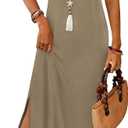 WIHOLL Maxi Dress Summer Dresses 2026 Beach Vacation Clothes Sleeveless Sundresses with Pockets Boho (XXL)