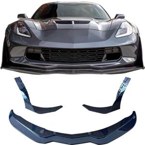 Front Bumper Lip Spoiler for Chevrolet Corvette C7 2014-2019 (Not for ZR1) | with Side Winglets Carbon fiber look
