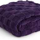 Bedsure GentleSoft Purple Throw Blanket for Couch - Checkered Fleece Blankets Gifts for Kids Girls, Cute Soft Cozy Throw for Bedroom Home Decor Gifts, 50x60 Inches