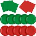 Tiangrid 120 Pcs Christmas Paper Plates and Napkins Party Supplies Bulk Disposable 7 Inch Scalloped Plates Cocktail Napkins for Xmas Holiday Wedding Birthday Decoration, Serve 60 Guests(Red and Green)