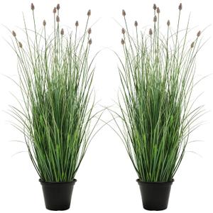 3FT / 4FT Extra Lush Artificial Plant (2pcs), Luxury Fake Tall Plants with Pot, Luxury Faux Tall Greenery with Dogtail for Garden Porch and Home Decor (Gray, 3FT)
