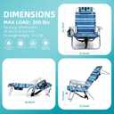Yestomo Beach Chairs for Adults Heavy Duty, Compact Portable Lay Flat Folding Chair with Backpack Straps and Large Cooler Pouch, Support to 350LBS (2 Pack Stripes_Blue&Cyan)