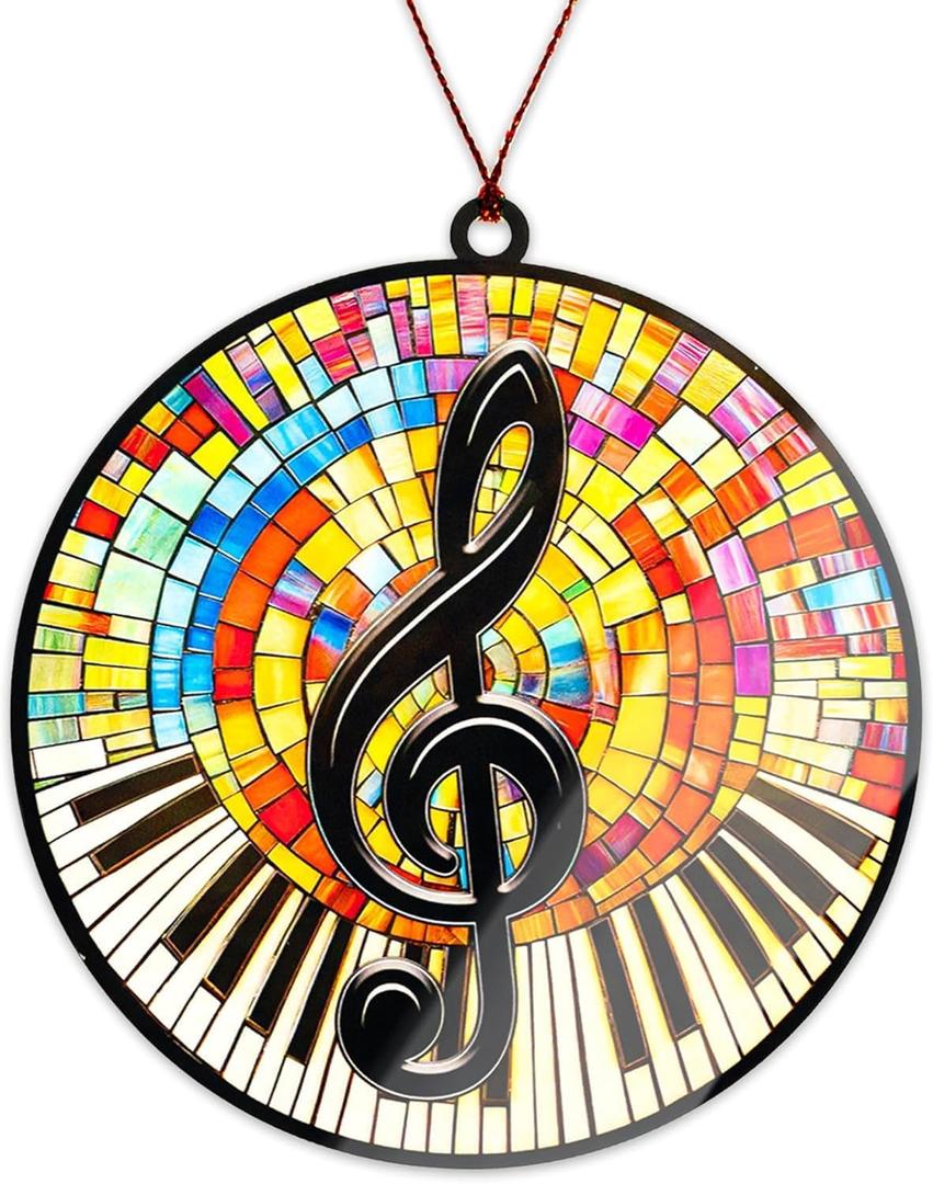 Music Teacher Gifts for Men Women, Suncatcher Christmas Ornaments 2026 for Christmas Decorations, Musician Gifts for Women Men Friends Teachers, Music Note Ornament Hanging Decor, Xmas Ornaments
